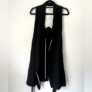 Helmut Lang Black/White Piping Mid Length Torsion Vest with Belt - Size Large
